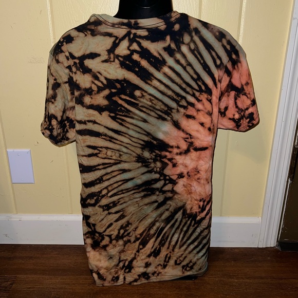 Black Reverse Tie-Dye Retro Short Sleeve Cotton Shirt Size M New without Tags - Picture 5 of 7